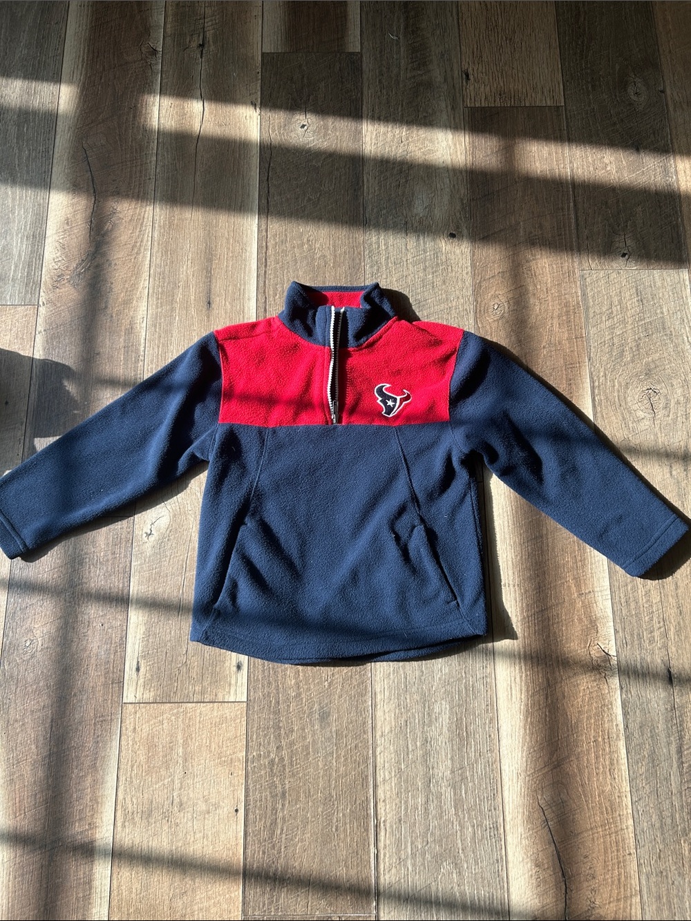 Kids Navy and Red Quarter-Zip Fleece Pullover with Team Logo